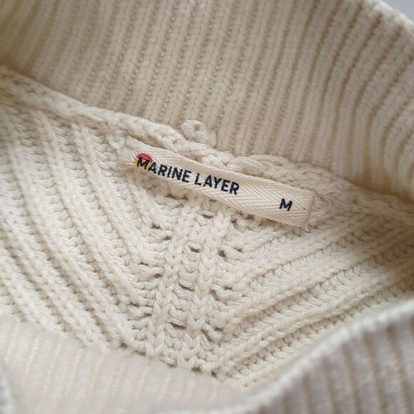 Marine Layer Sweater Womens Medium Ivory Skylar Turtleneck Classic Preppy - Picture 5 of 9